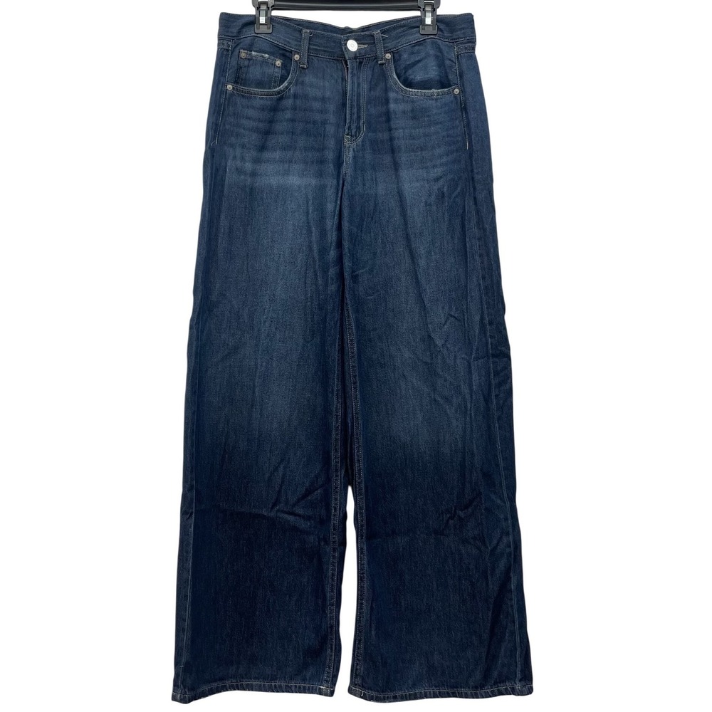 Wide Leg Jeans Womens‎ 29 High Rise Dark Wash 100% Cotton Denim
